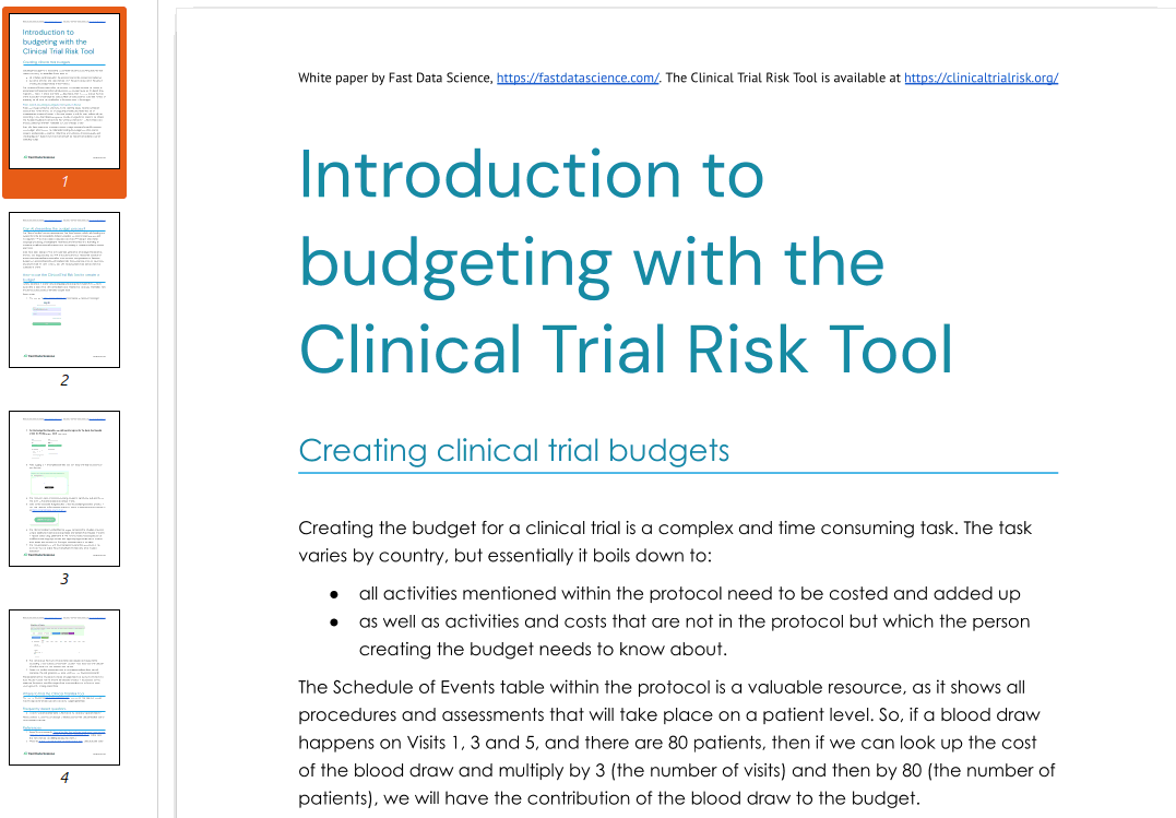 Building clinical trial budgets from the schedule of events: white paper