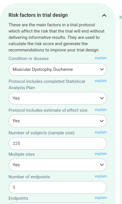 The risk factors are now organised into collapsible categories