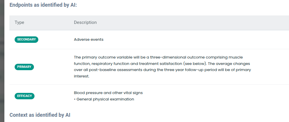 endpoints and inclusion and exclusion criteria
