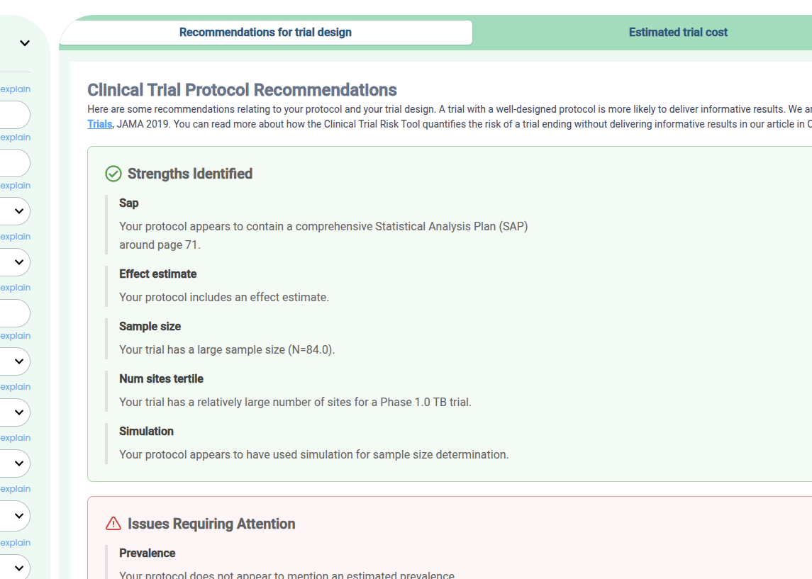 KRI recommendations from the Clinical Trial Risk Tool